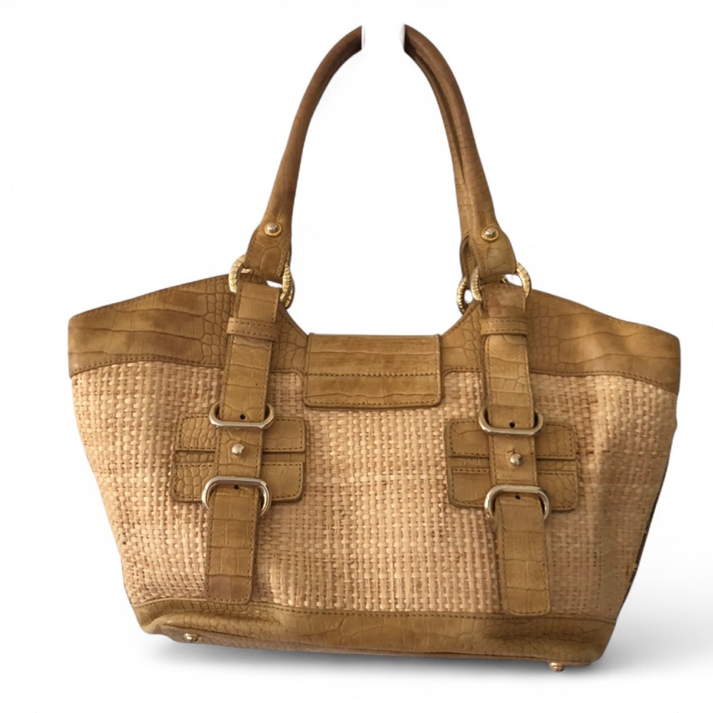 Stuart Weitzman Satchel Woven Raffia Bag - Picture 2 of 10